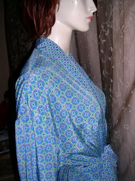 Vintage Reversible Blue Belted Robe M - Picture 4 of 17